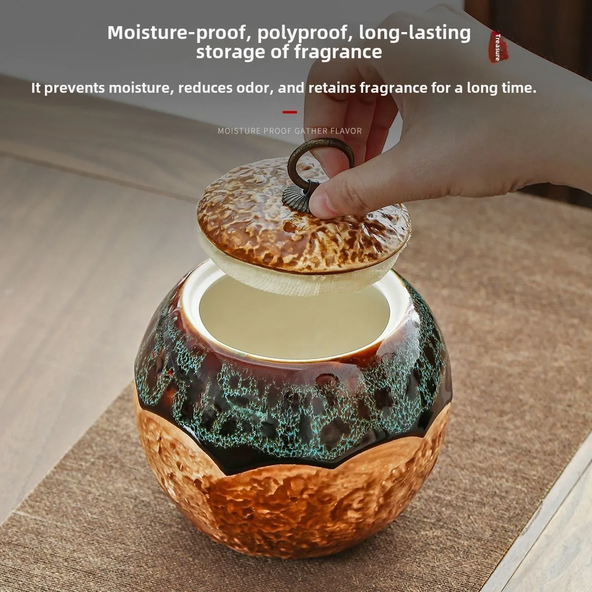 Creative Kiln Porcelain Glaze Ceramic Storage Pot Indoor Sealed Tea Pot Moisture-proof Food Coffee Pot Ornament Home Decoration 4