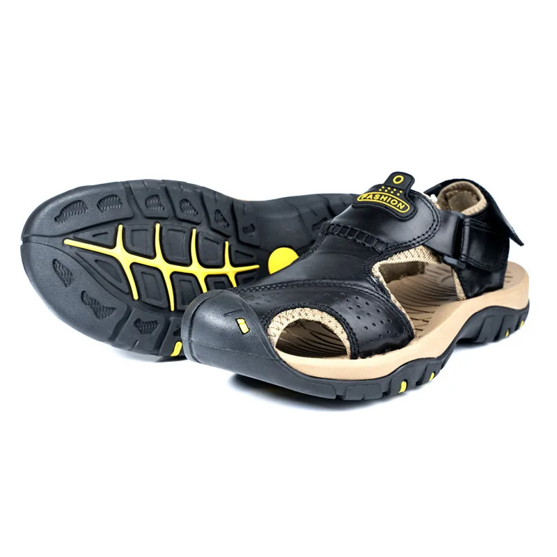 New Fashion Genuine Leather Men Shoes Summer Men\'s Sandals Anti-collision Fashion Beach Sandals Slippers Big Size 38-48
