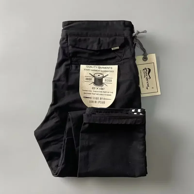 Pantaloni cargo resistenti in puro cotone stile americano per uomo Calzature per pantaloni casual a gamba dritta allentata anti-sporco 2