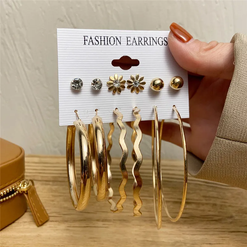 YOBEST Big Gold Color Pearl Drop Earrings for Women,Acrylic Hoop Earring Set, Female Wedding Jewelry Gifts, New Fashion, 2024