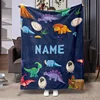 1pc Personalized Name Custom Dinosaur Pattern Blanket, Soft Plush Throw, Customizable Decor, Ideal For Bedroom And Playroom 1