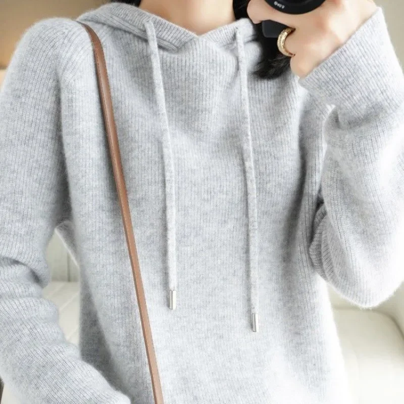 Hirsionsan Women's Korean Knitted Sweater Oversized Warm Female Pullovers Fashion Solid Tops