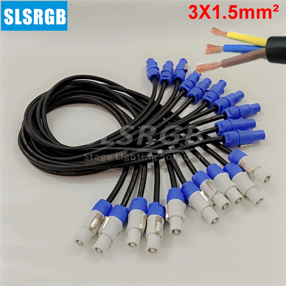 dmx cable moving head light power cable 3X1.5mm&sup2; 1.5SQ copper core 20A Powercon Cable Beam Moving Head Light hand in hand Extension Blue/Grey PowerCon Connector Cable