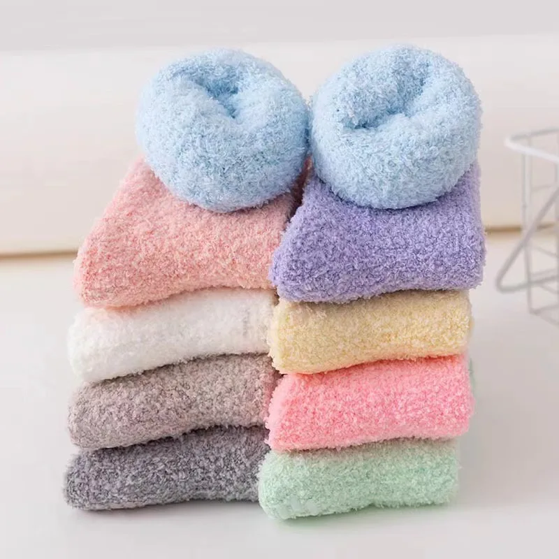 Women's Dopamine Solid Color Plush Warm Socks Set - 5 Pairs
