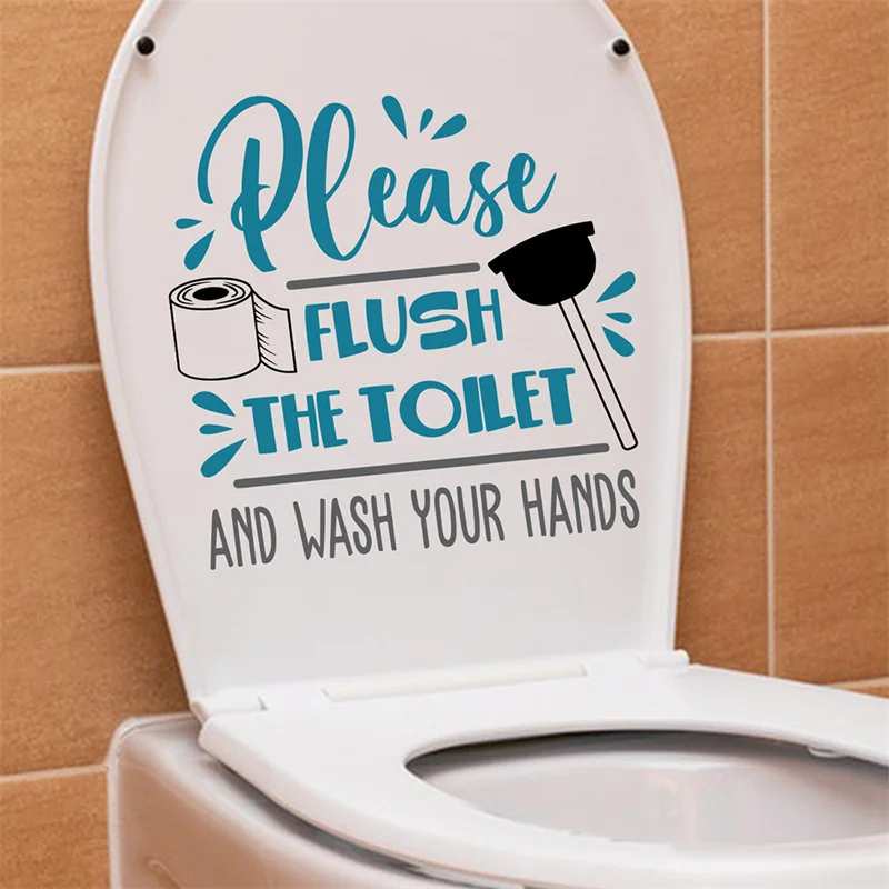 Flush The Toilet PVC Toilet Stickers Washroom Stickers Removable PVC Waterproof Self-adhesive Decals