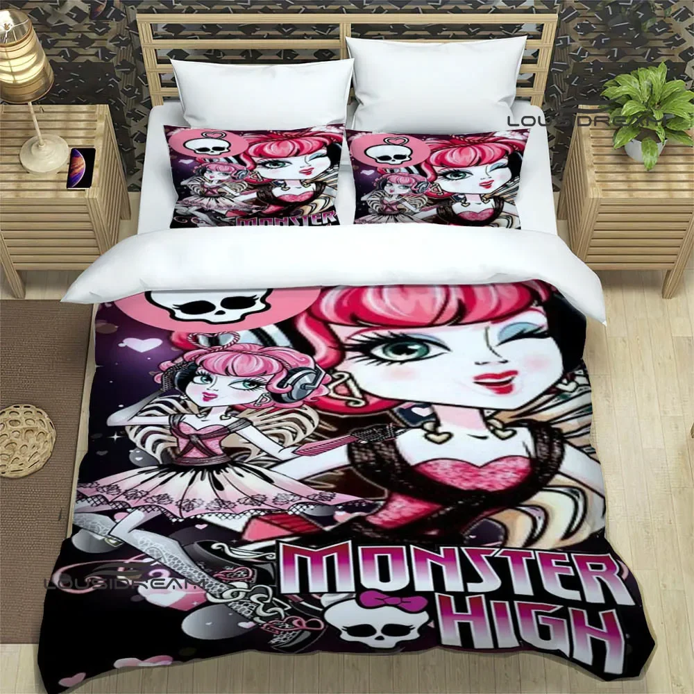 Monster High cartoon printed Bedding Sets exquisite supplies set duvet cover bed comforter set bedding set luxury birthday gift 3