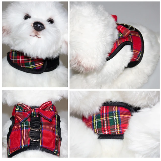 Adjustable Dog Harness Dog Vest with Leash Set Lattice Pet Harness For Puppy Chihuahua Small Dogs Leash Set With Bow Pet Clothes 3