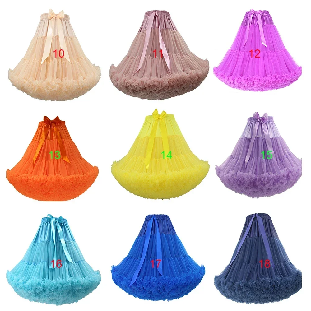 55CM Knee Length Women's Puffy Tutu Skirt Petticoats Ball Gown Fluffy Princess Ballet Dance Underskirt Crinoline Pettiskirts