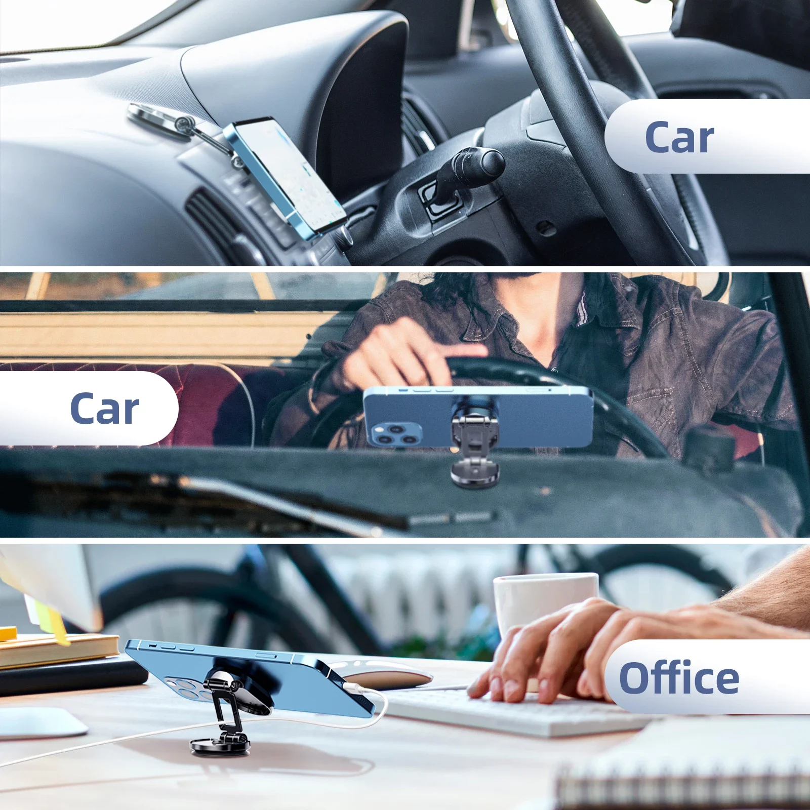 Magnetischer Autotelefonhalter, magnetisch, Smartphone-Unterstützung, GPS, faltbare Telefonhalterung im Auto, für iPhone 15, 13, 12, 11, Samsung Xiaomi – Detail 7