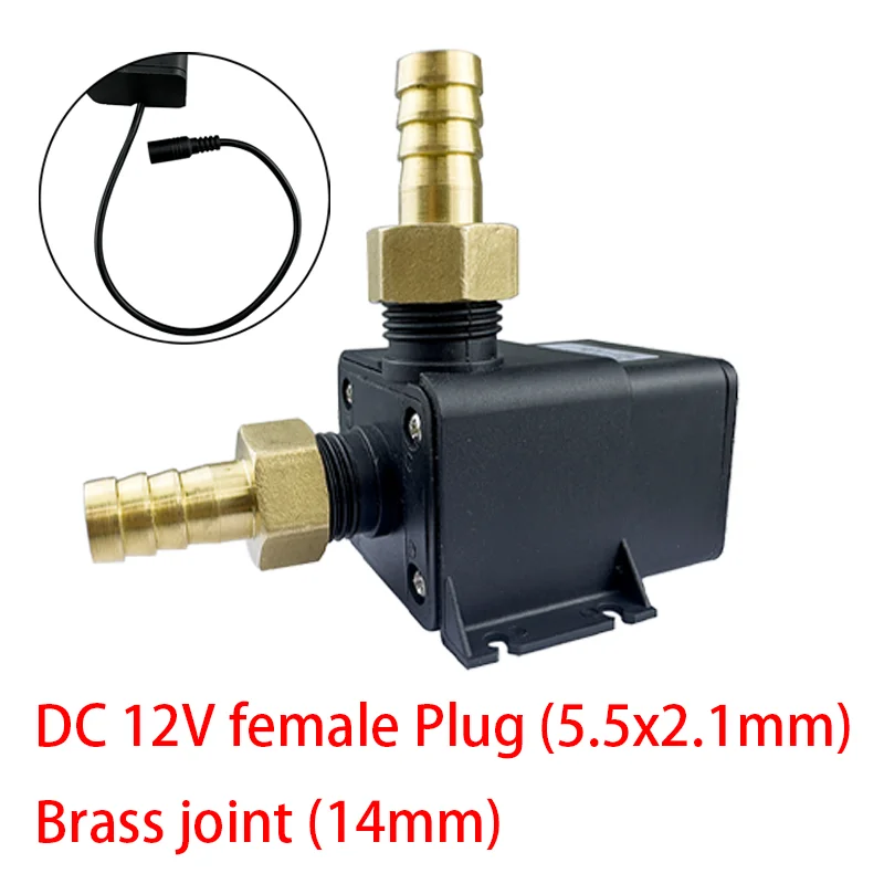 thumbnail image 1 of Minibomba de agua ultra silenciosa, motor sin escobillas de 12 V CC, 19 W, 800 l/h, sumergible, para acuario, estanque, fuente, pecera, jardín, 1 of 5