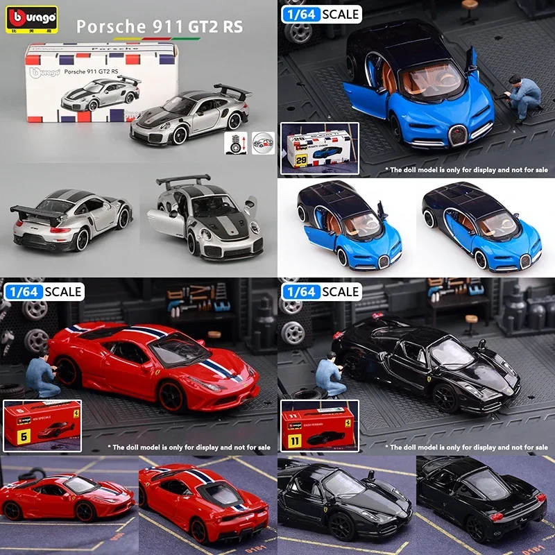 Bburago 1:64 Porsche 911 Gt lamborghini Ferrari 1959 Cadillac Miniature Alloy Diecast Vehicle Cars Model Collection Toy Gifts 3