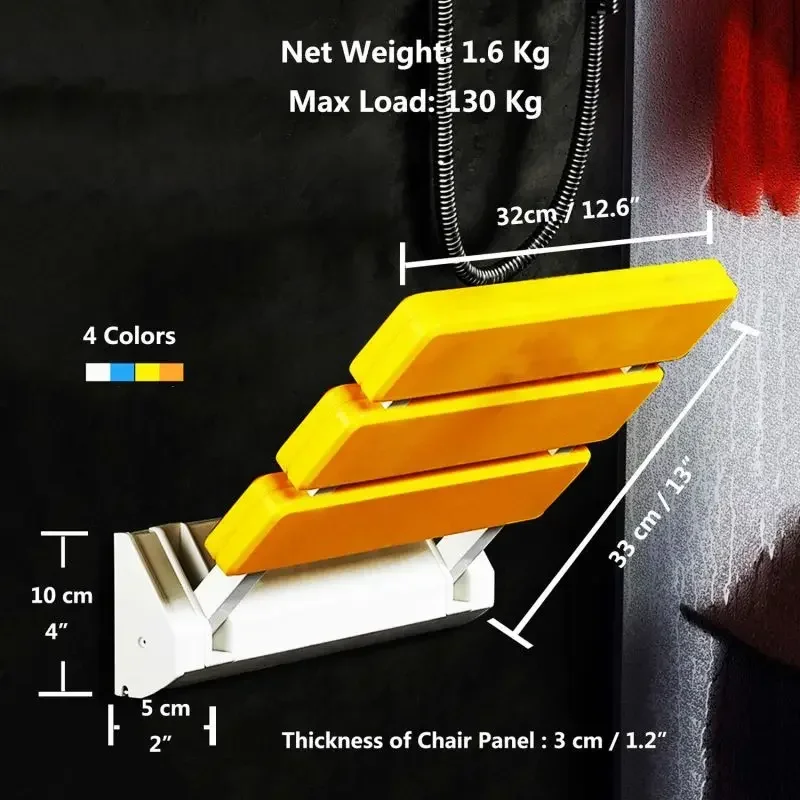 Folding Shower Seat Bathroom Wall Stool Wall Mounted Shower Seats Bathroom Folding Stool Barrier-free Bathing Chair 4