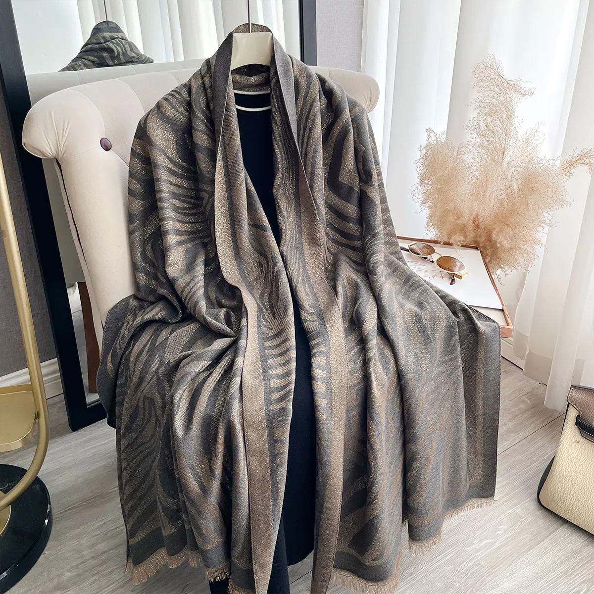 Ladies Muslim Hijab Golden Thread long Scarf With Spring and Autumn Sun Protection Scarf Decoration Shawl Foulard Wrap Headscarf