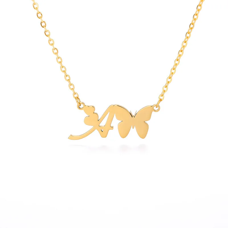 New Simple Gold Color A-Z 26 Letters Pendant Necklace Stainless Steel Alphabet Name Chain Choker 5