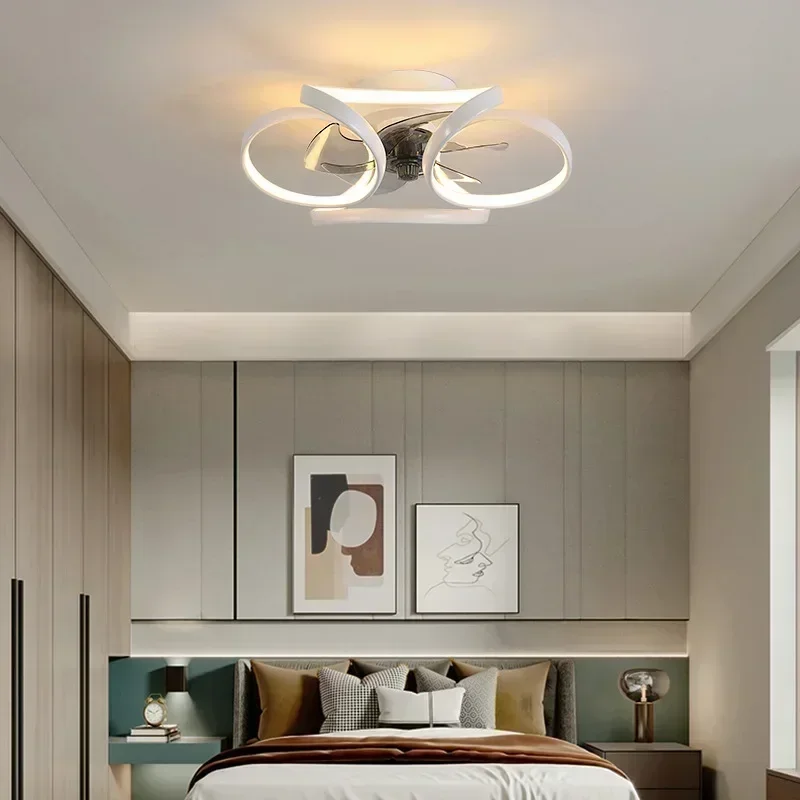 Nordic Intelligent Fan Light Color Dimming and Silent LED Ceiling Fan Light Remote Control Abanicos de tech Bedroom Lighting ceiling fan