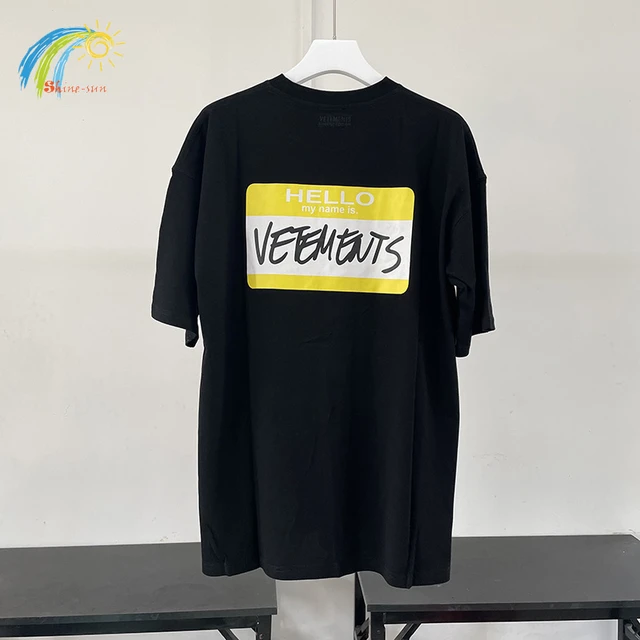 23SS Yellow Label My Name Is Vetements T Shirt Men Women Best Quality  Oversized VTM Tee Top Hip Hop Black White Short Sleeve