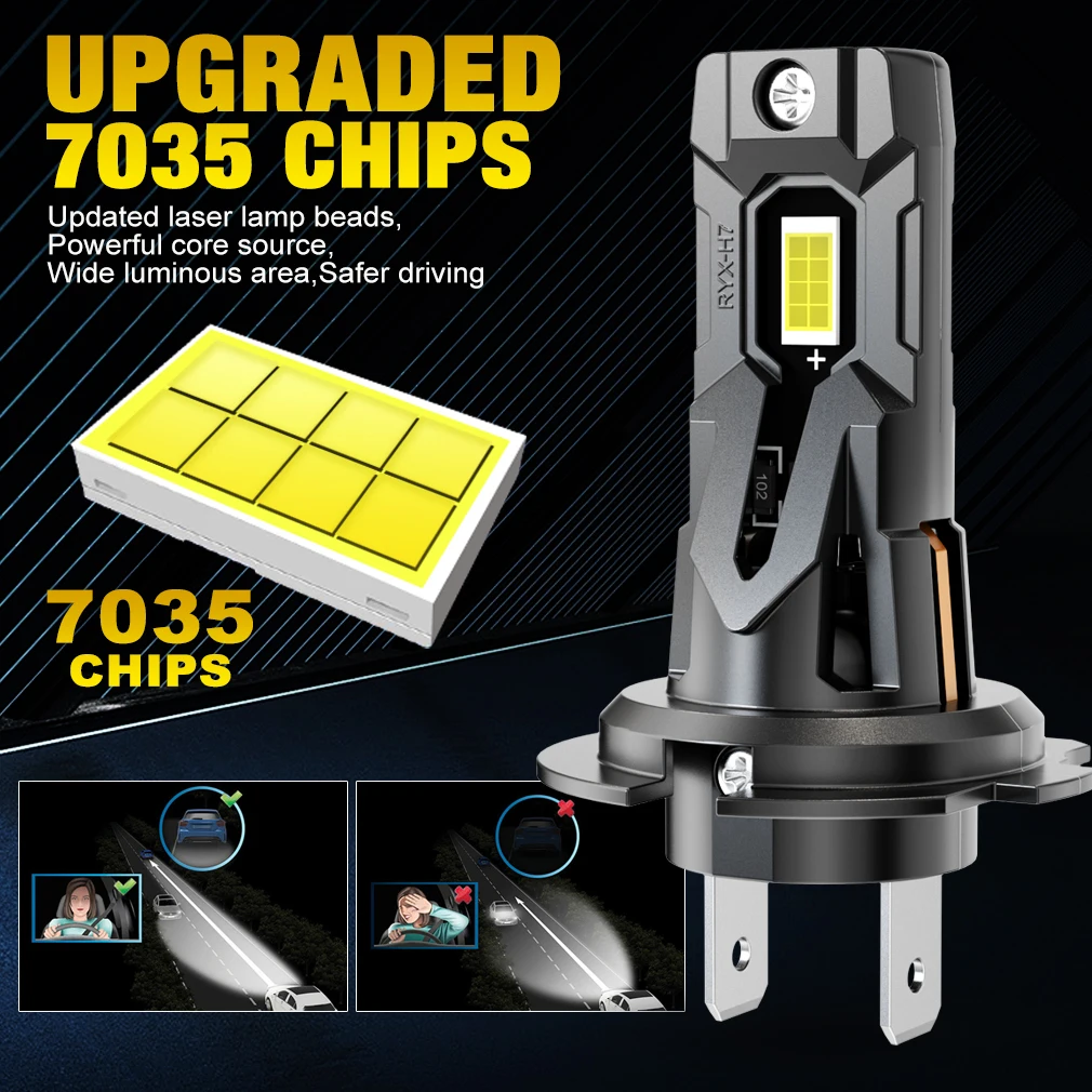 H7 LED Headlight Bulbs XSTORM H7 LED Headlight Bulbs 120W 30000LM 6000K 7035 CSP Headlamp With Turbo Fan Auto Headlight fog