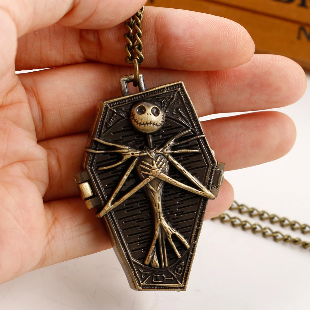 Pocket Watch Irregular Skeleton Design Retro Antique Necklace For Men Women