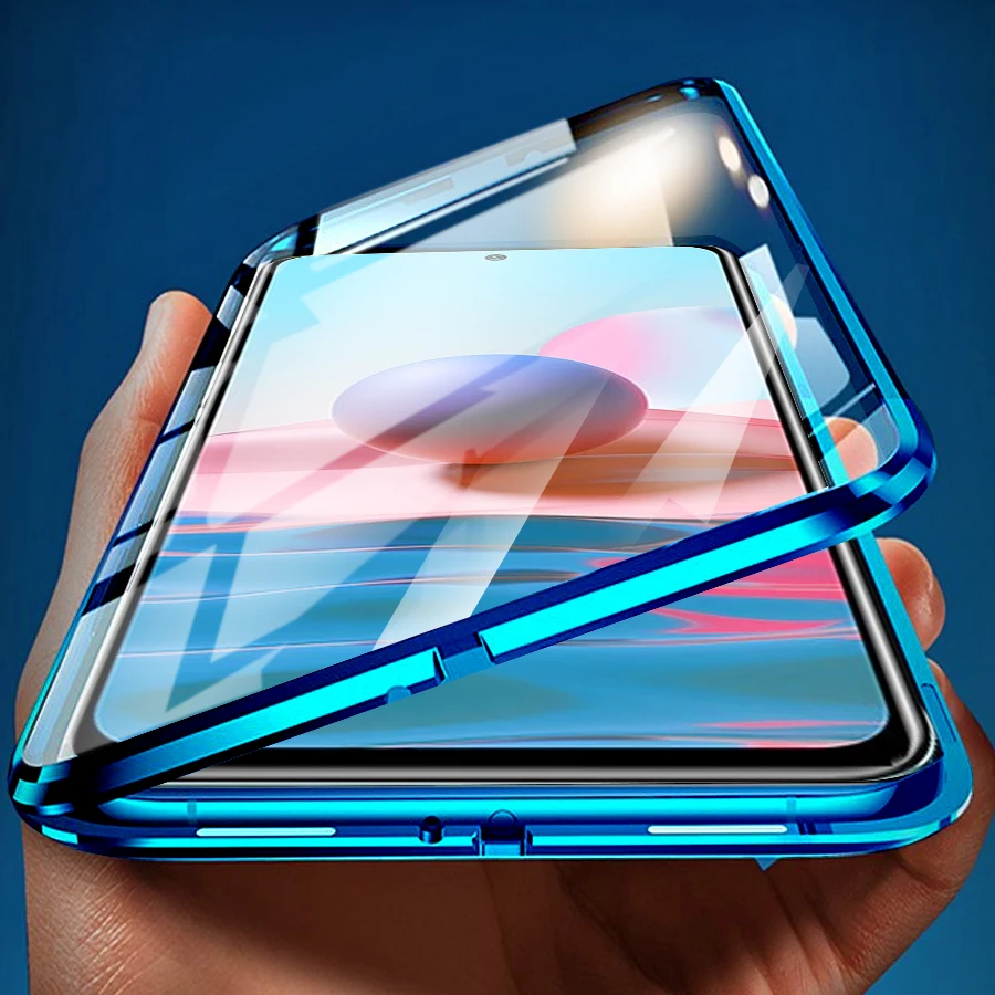 Чехол readmi note 10 с полным покрытием на 360 °, Магнитный флип-чехол для  xiaomi redmi note 10, 10s, note10, обложки, двухсторонний стеклянный чехол  6,43 дюйма | AliExpress