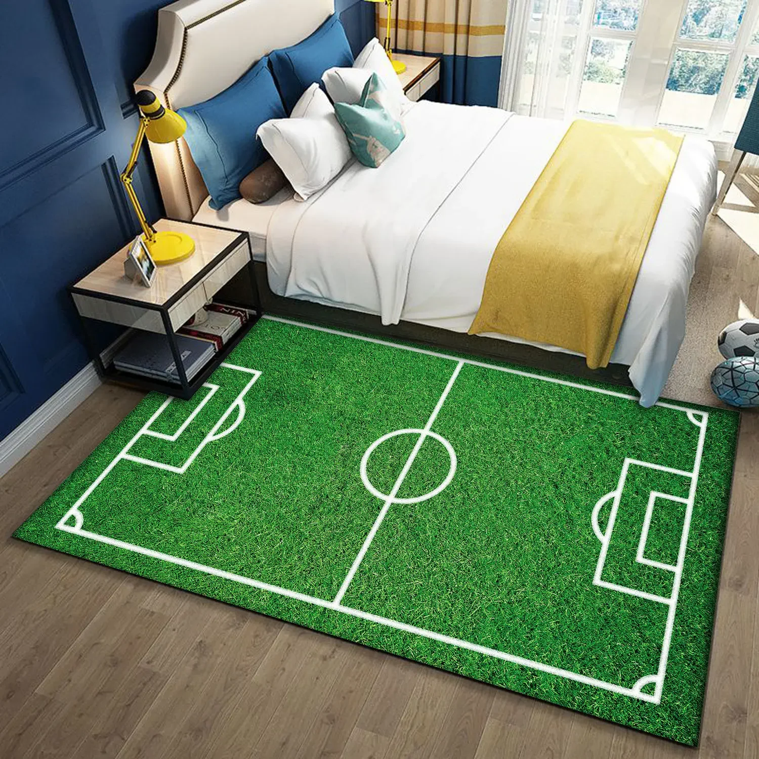 Football Field Carpet for Living Room Home Decor Children's Play Anti-slip Large Area Rugs Bedroom Bedside Foot Pad Bath Doormat