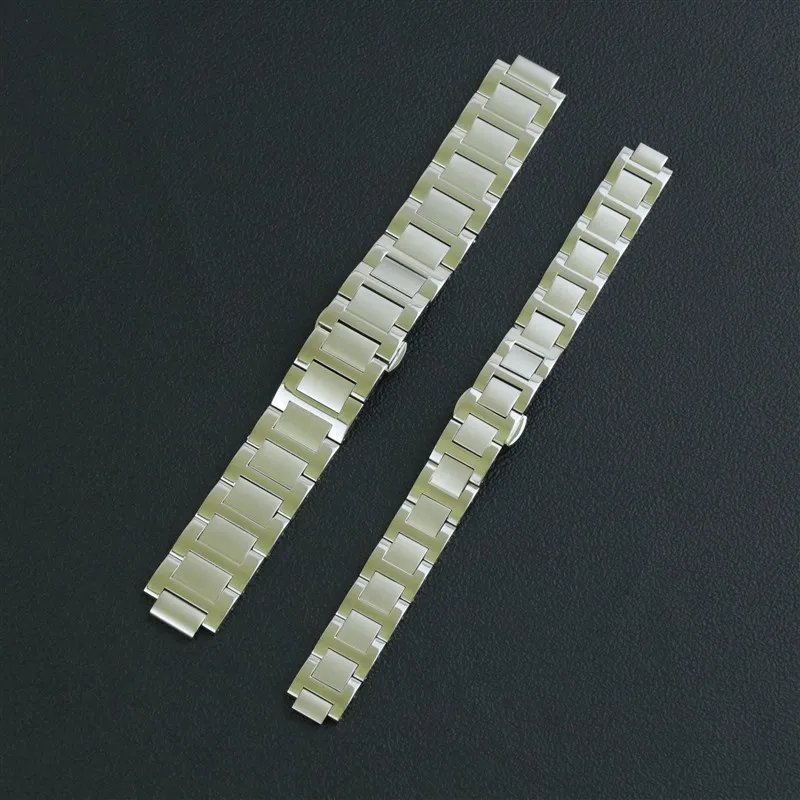 

Convex Butterfly Buckle Metal Watch strap Bracelet Replacement For Women And Men Solid Stainless Steel Watchband High Quality