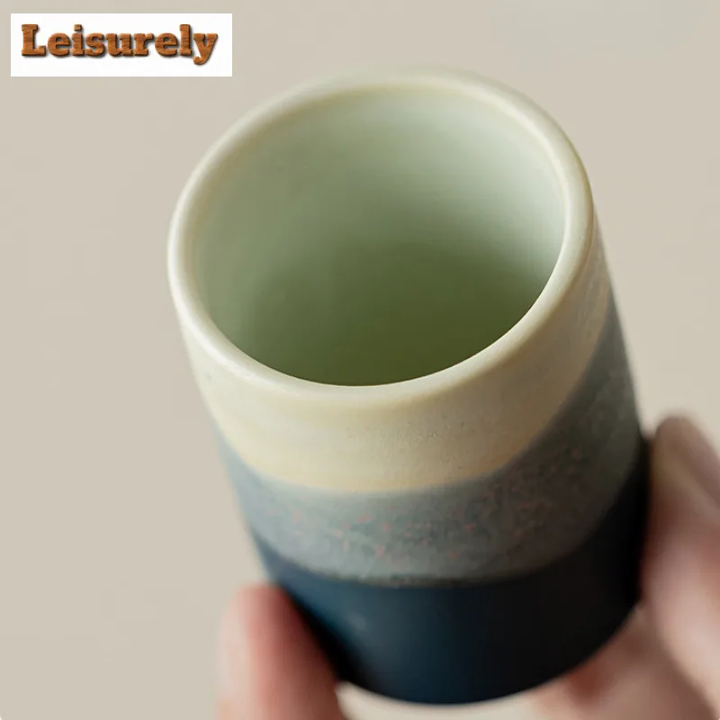 2pc/lot Gradient Mountain And Sea Ceramic Teacup Reverse Mouth Tea Bowl Tasting Tea Straight Cup Master Cup Mugs Kung Fu Teaset