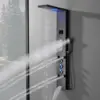 Black Shower Panel Tower System LED Light Shower Tower with Large Area Body Jet Massage Shower Fixtures with LCD Temperature 1