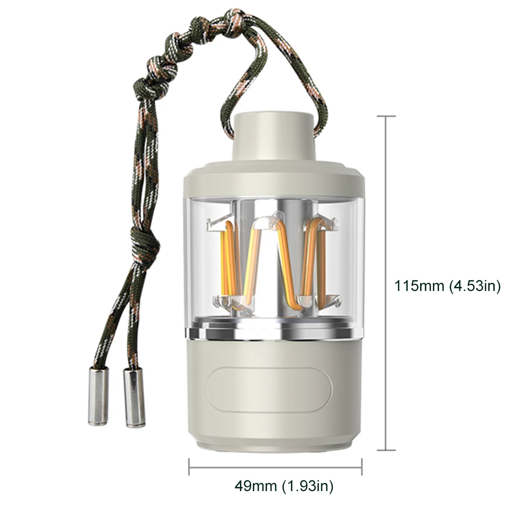 LED 분위기 캠핑 조명, 캠핑 랜턴, 4 가지 밝기 조절 조명 모드, 캠핑 하이킹 비상 전원 디스플레이, 1800Mah 배터리