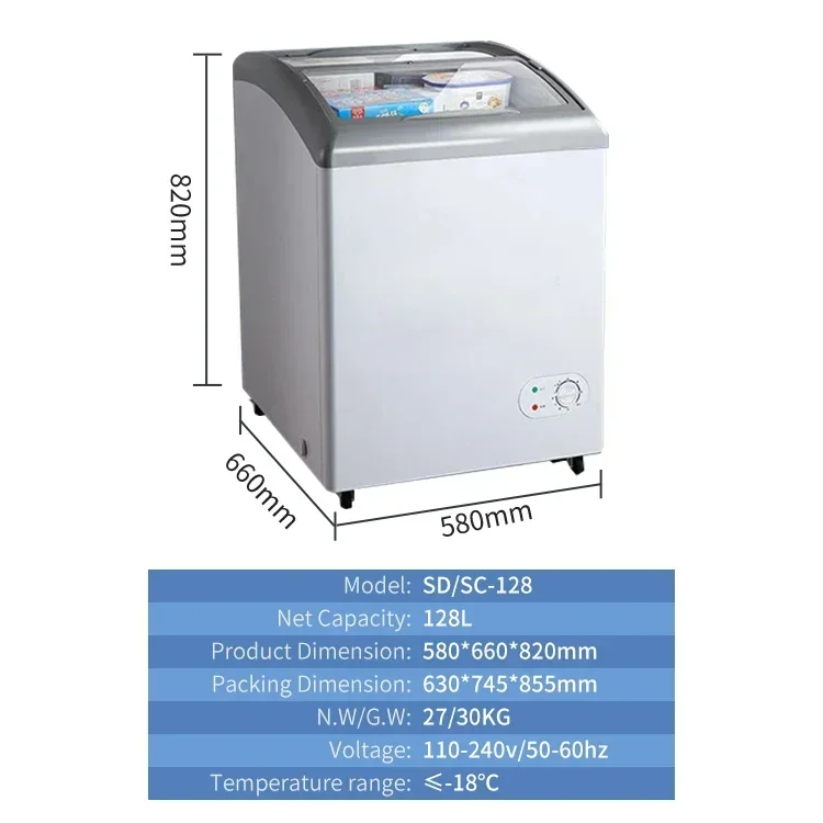 Hot Selling Ice Cream Small Freezer Food Display Case Freezers Factory Price Refrigerator Freezing