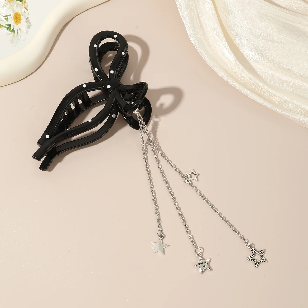 1pc Bowknot Polka Dot Tassel Hair Claw Ponytail Hair Clip Hairpins Barrettes For Women Girls Party Vacation Hair Accessories