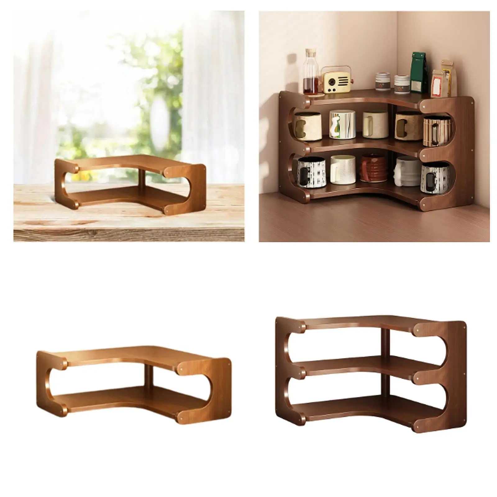 Desktop Corner Organizer Shelf Modern Vanity Organizer Seasoning Rack Display Stand for Bathroom Kitchen Apartment Restaurant