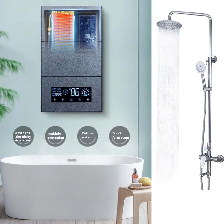 10-12KW Stepless Knob Portable Bath Water Heater Instant Electric Geyser Electric Shower Water Heater Tankless