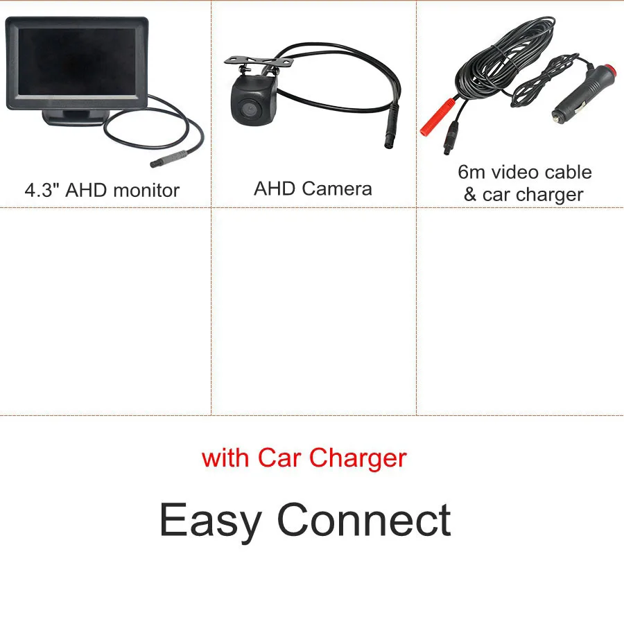 back up camera for truck DIYKIT 4.3" AHD Rear View Car Monitor 1280*720 Vehicle Reverse Backup Starlight Car Camera Video Parking System Car Charger rear camera for car Vehicle Cameras