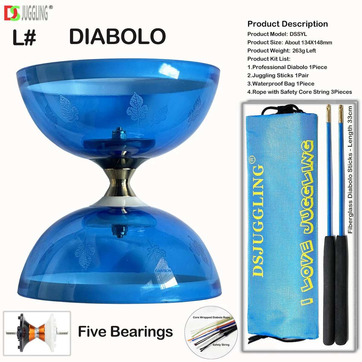 Tree Leaf Diabolo For Kids S# And L# 3 Or 5 Bearings For Select With Free Sticks Strings Bag New Kongzhu diabolo toy