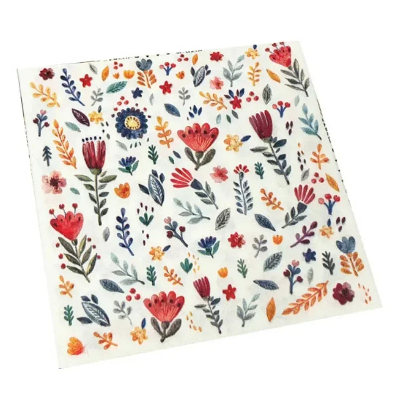 Paper Napkins Colourful Printed Square Paper Napkins Restaurant Floral Facial Tissue Hotel Wedding Table Setting Pure Wood Pulp Paper