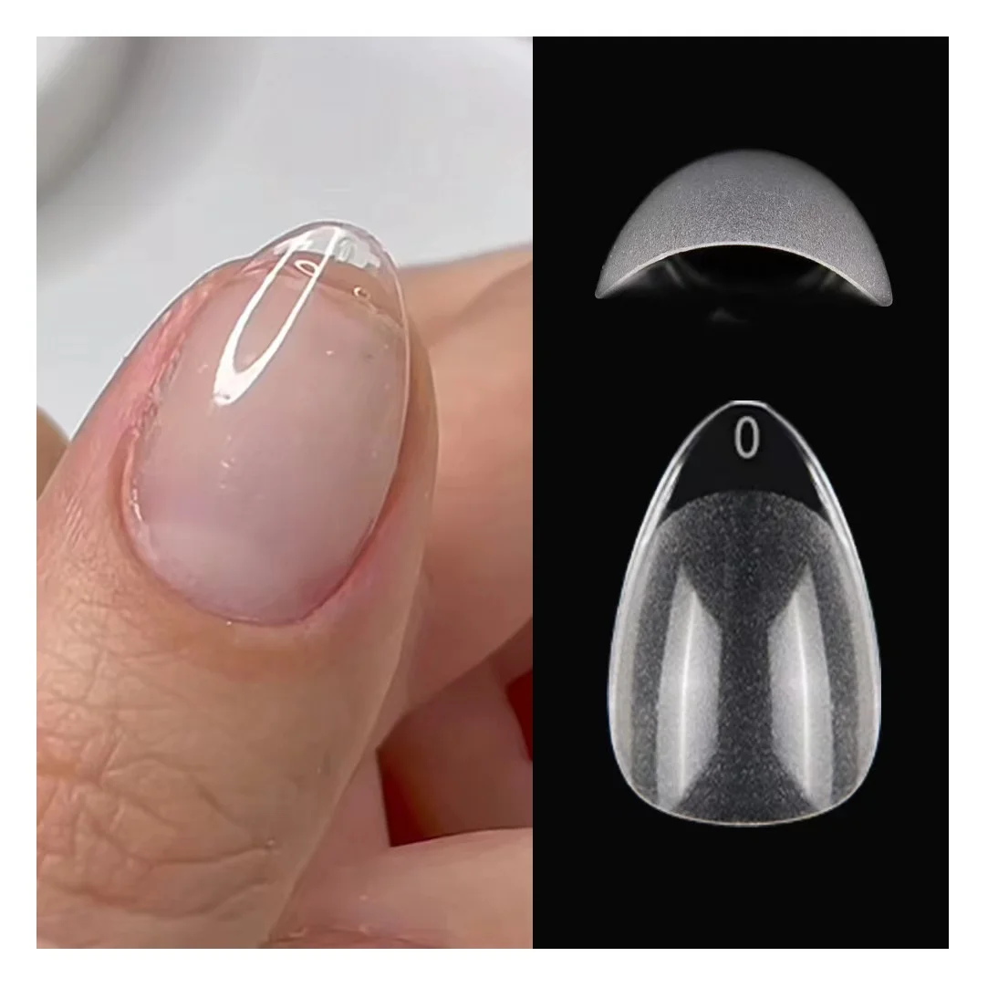 120pcs XXS 엑스트라 짧은 아몬드 관 네일 팁 하프 매트 사전 파일 소프트..