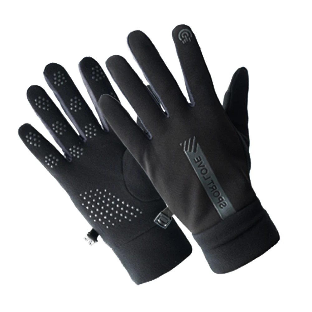 

Windproof Winter Gloves Touch Screen Compatibility Velvet and Thickening Design Water Repellent Material Black 1 Pair