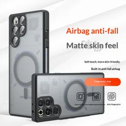 Luxury Shockproof Acrylic Frosted Magnetic Airbag Cover Case for ZTE nubia Red Magic 11S Pro (Black)