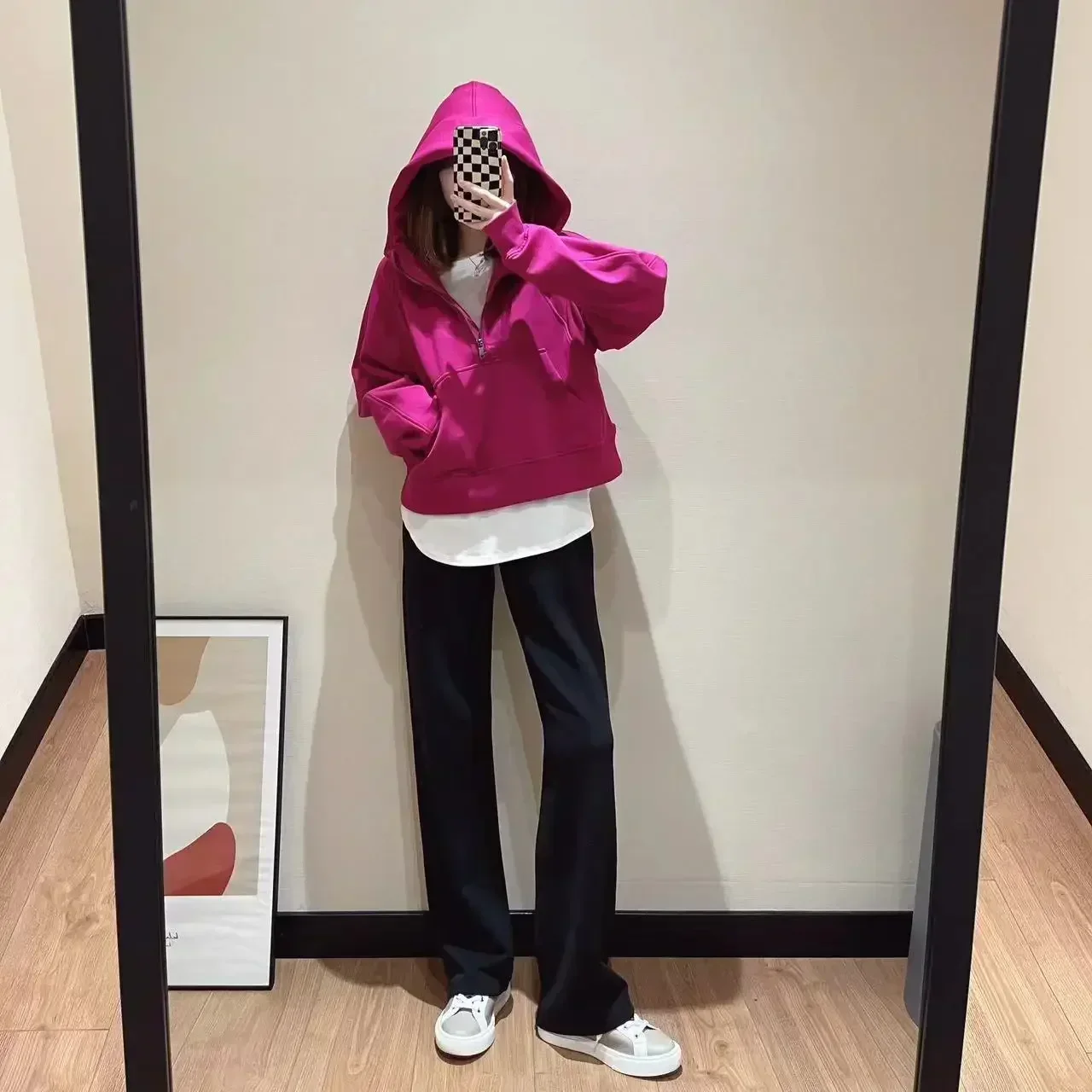 Women's Scuba Loose Half Zip Hoodie Oversized Cropped Hoodies Relaxed Sweatshirt Yoga Wear for Women Define Jackets Coat