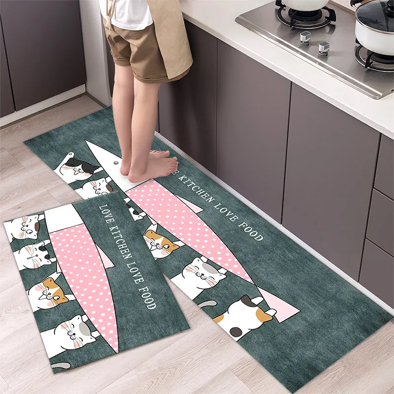 thumbnail image 1 of Alfombra de cocina antideslizante moderna para el hogar, alfombra suave de dibujos animados simple a la moda, alfombra de baño de tira larga, felpudo de entrada lavable y duradero, 1 of 5