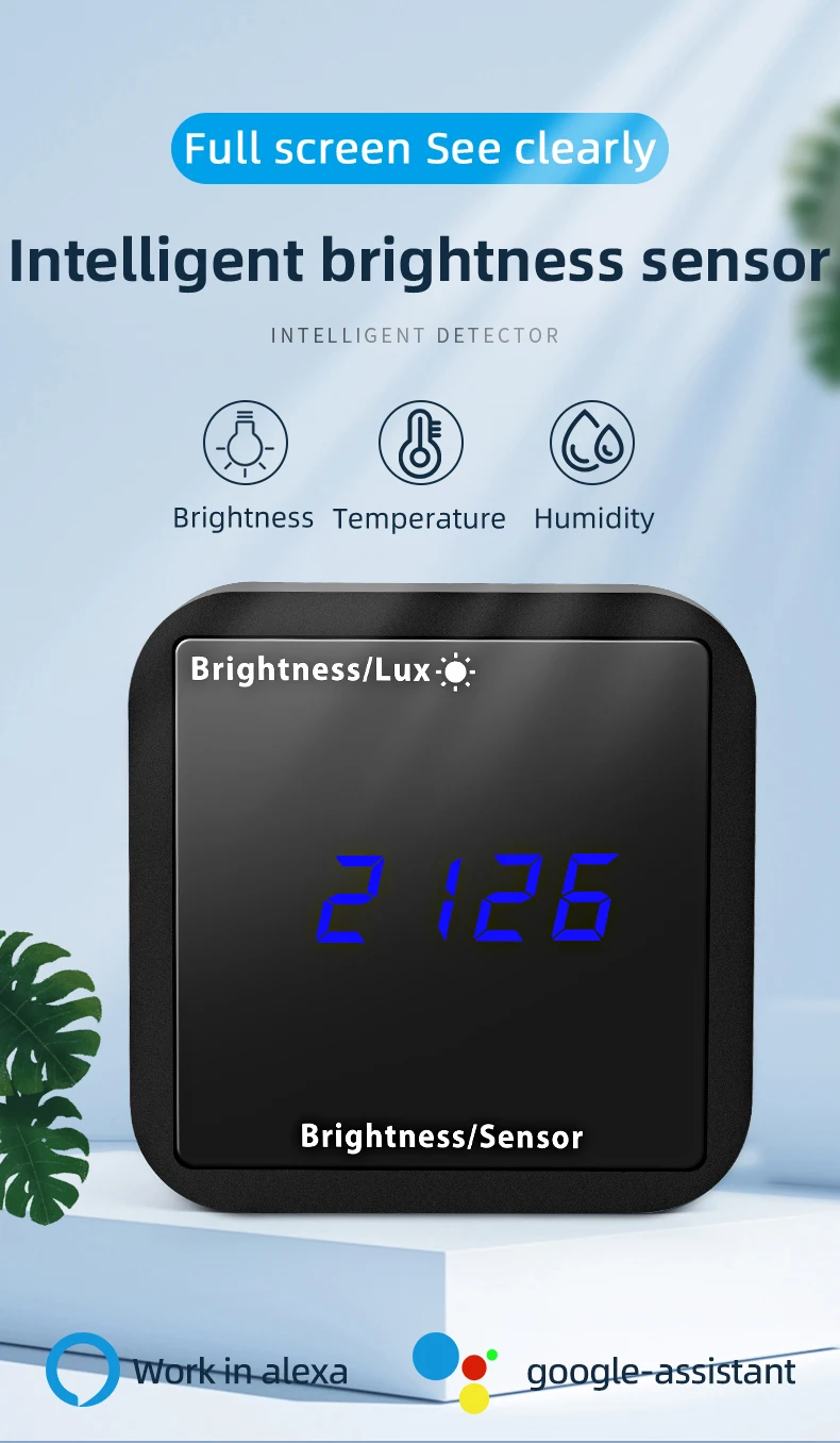Tuya Smart WiFi/Zigbee Light & Temp/Humidity Sensor, Alexa Compatible for Smart