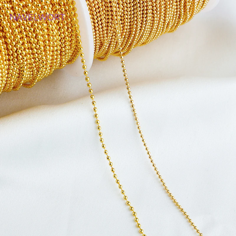 14K Gold Plated Brass Metal Ball Bead Chains Findings High Quality Bulk