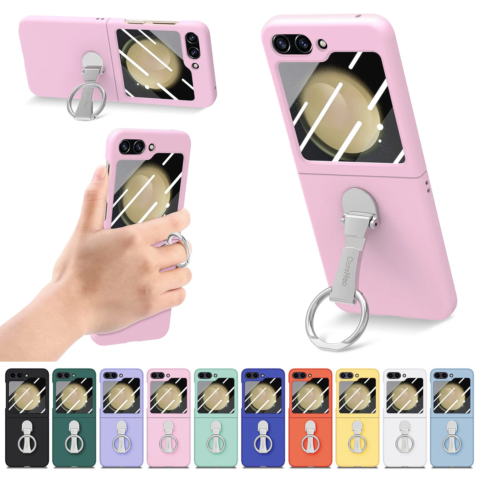 Ultra-thin Shell Film Integrated Anti-drop Shell For Samsung Galaxy Z Flip 5 Multi-functional Hardware Ring Bracket Phone Case