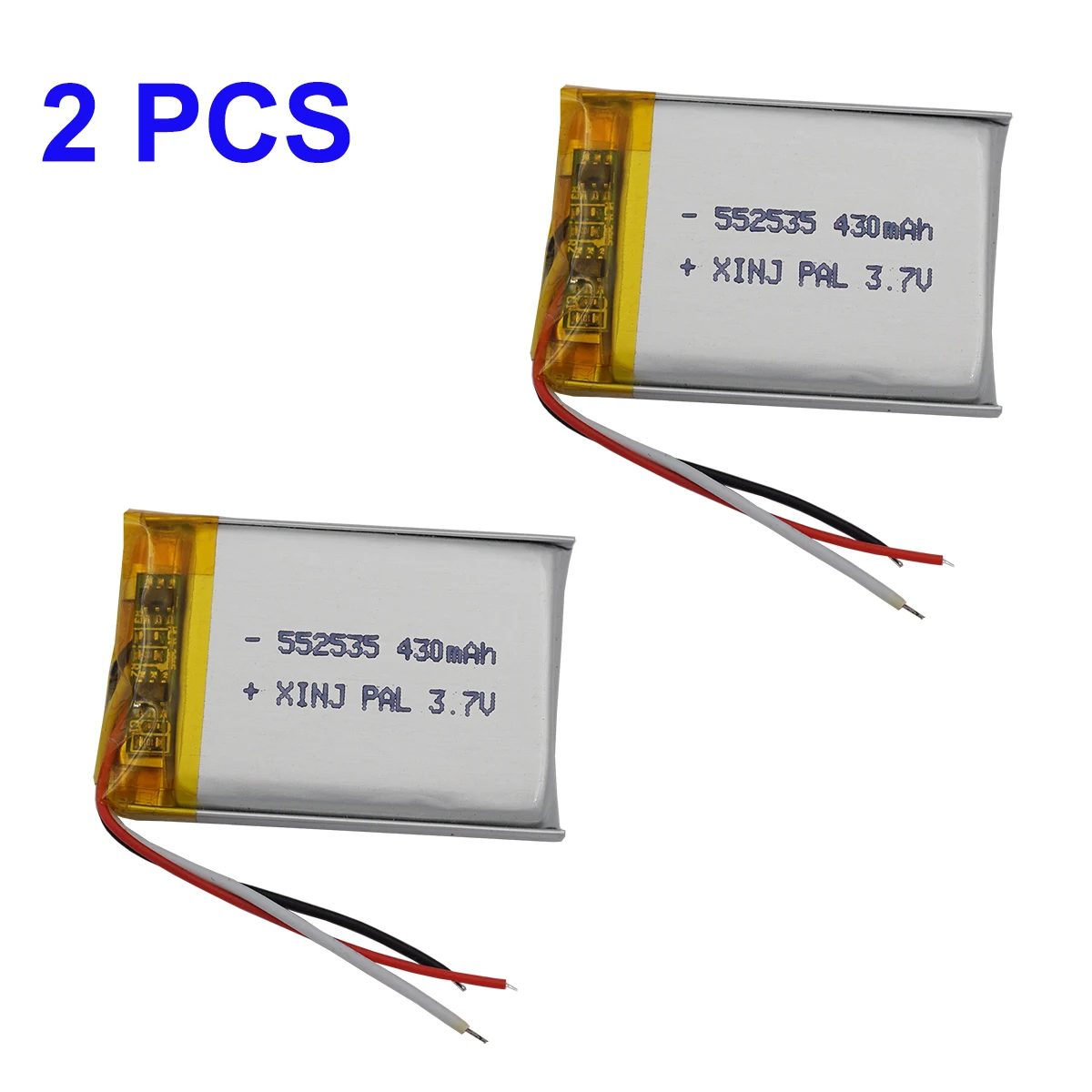 2pcs 3.7V 430mAh 1.59Wh Rechargeable Li Lipo Battery 552535 Thermistor