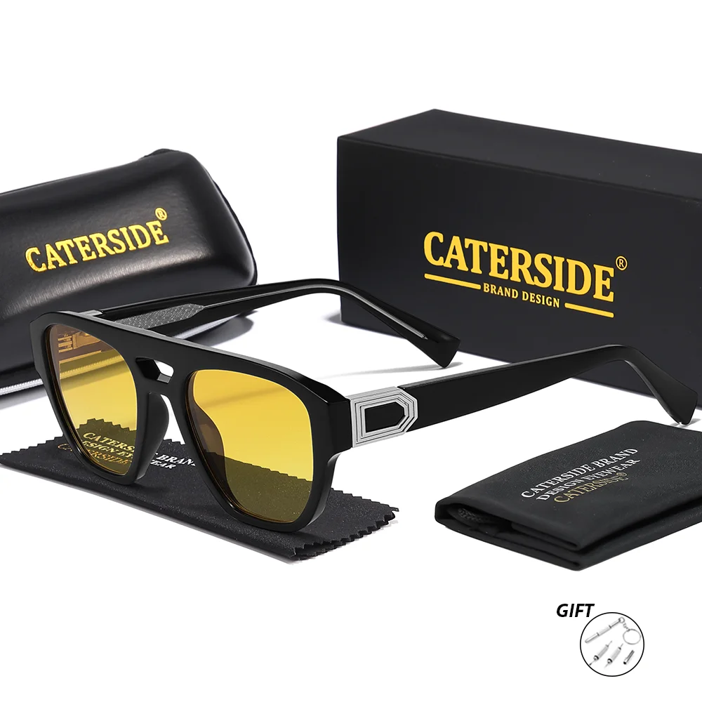 CATERSIDE Männer Optische Sonnenbrille Quadratischen Großen Rahmen Flache Top Doppel Brücken Rezept Brillen Outdoor Sport Brillen UV400 – Detail 6