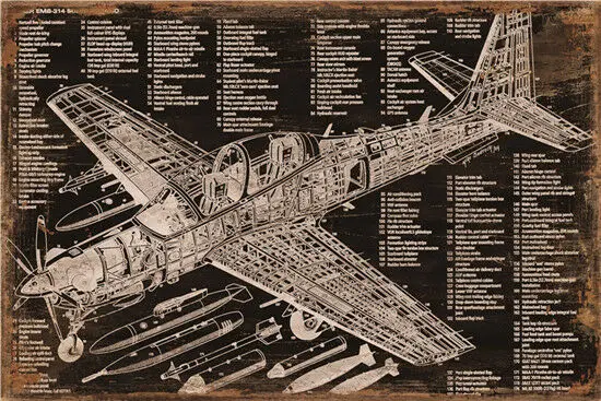 Metal Tin Sign plan of old plane Pub Home Vintage Retro Poster Cafe ART