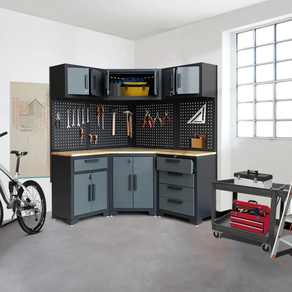 

Garage Storage Cabinet System, Corner Workshop Kit, Garage Cabinet and Storage System with Corner Cabinets, Cabinet Drawers