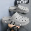 Large Size Slides Men's Trendy Garden Shoes Eva Soft Sole Hollow Baotou Flip-flops Sandals for Men's Leisure Beach Slippers 1