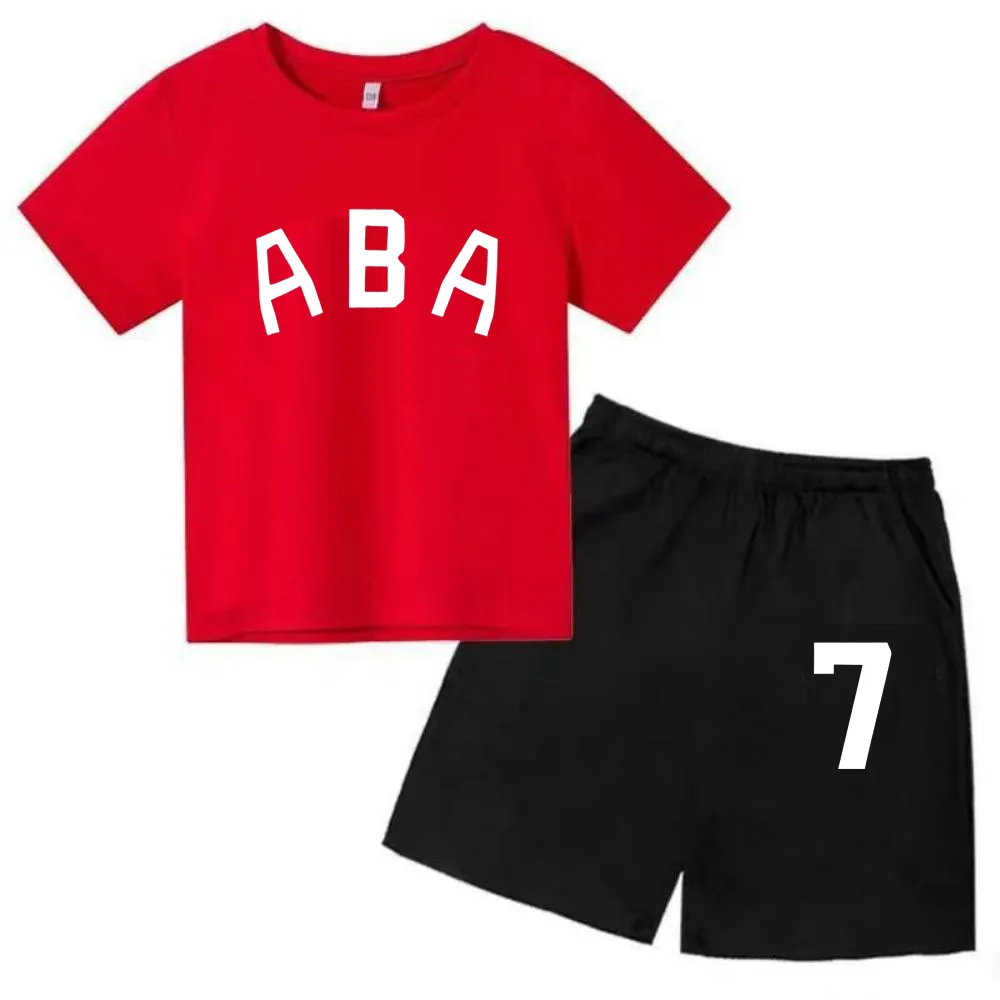 thumbnail image 1 of Ropa de bebé con estampado de letras para niños y adolescentes, conjunto de camiseta y pantalones cortos de verano de 2 piezas, conjunto informal de manga corta para niños y niñas, 1 of 4