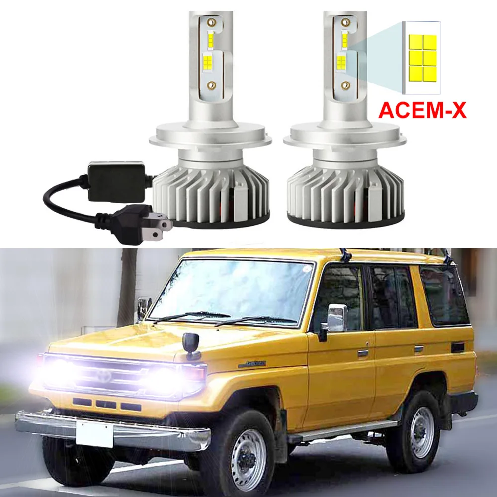 

2Pcs For Toyota Land Cruiser 70 J70 1984-1996 Led Headlight Bulb High Low Beam with ACEM-X Chips Canbus 6000K